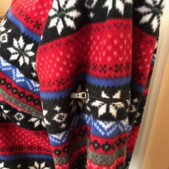 L. L. BEAN Vintage 1/4 Zip Fleece Snowflake Print Medium - Picture 3 of 16